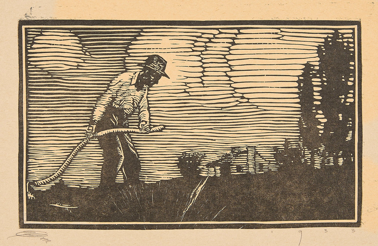 Aft. J.J. Lankes "The Mower" Woodcut Print 1933 (1 of 6)