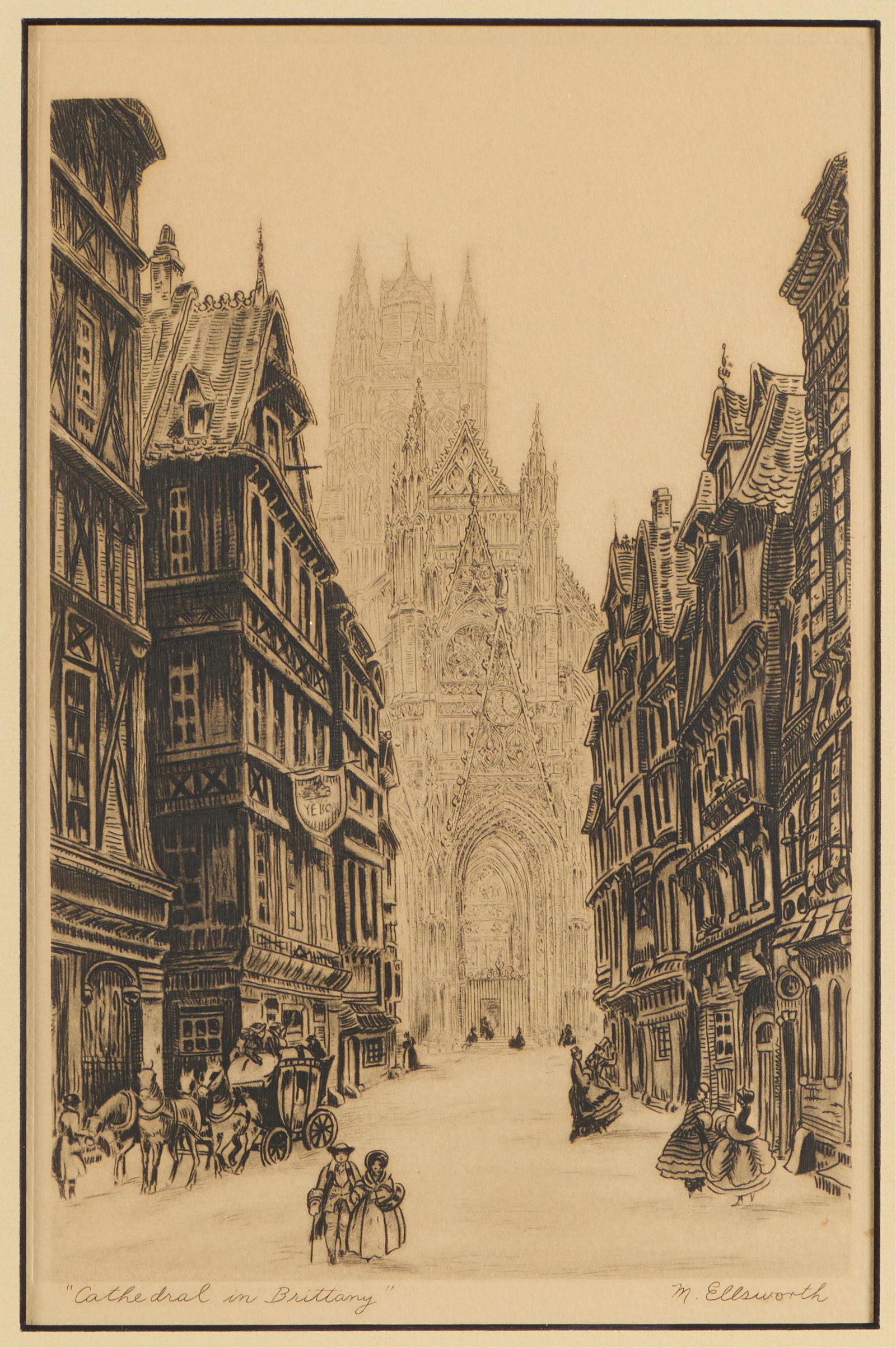 Mary Ellsworth "Cathedral in Brittany" Etching (1 of 5)