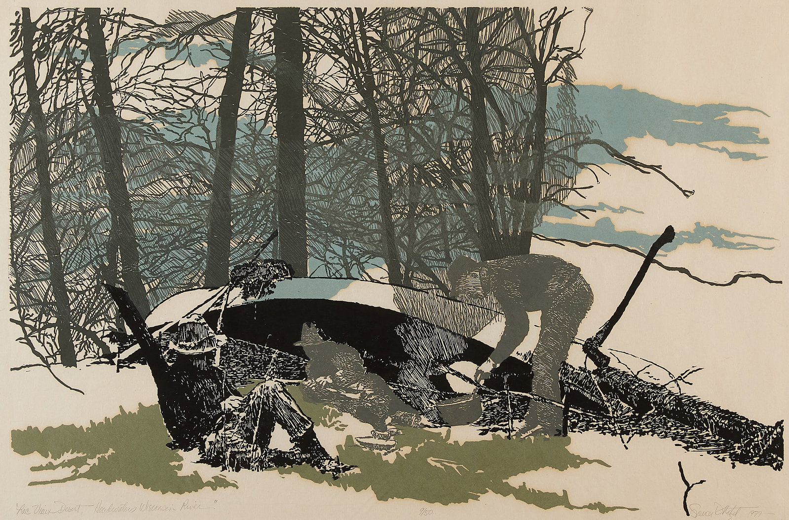 Spencer Rotzel "Lac Vieux Wisconsin" Woodcut 1977 (1 of 8)