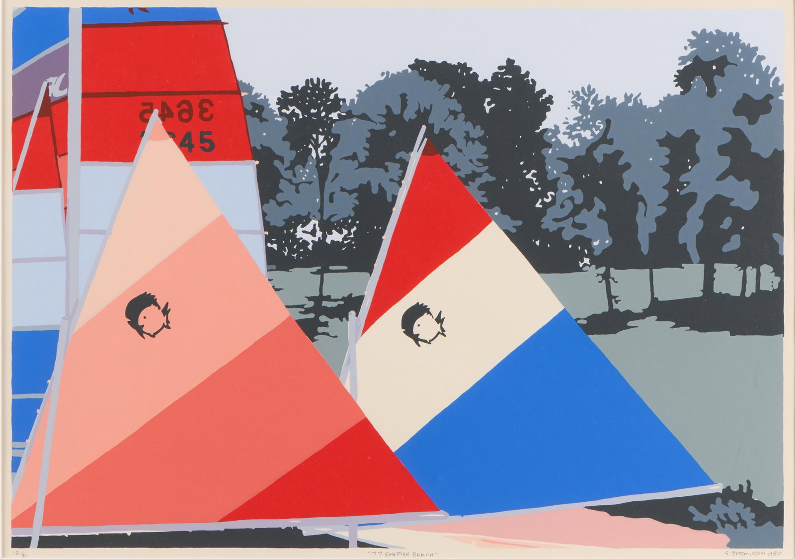 Eugene Hamilton "77 Sunfish Beach" Serigraph 1980 (1 of 6)