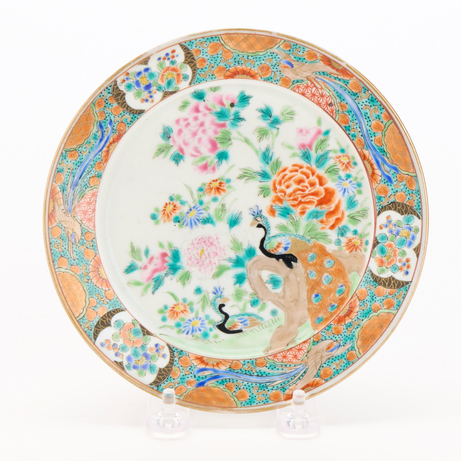 Japanese Meiji Porcelain Peacock Dish (1 of 5)