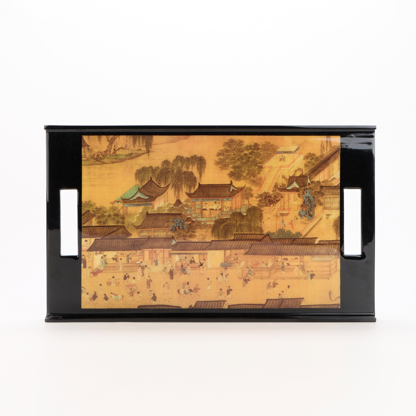 Chinese Wooden Lacquer Figural Tray (1 of 6)