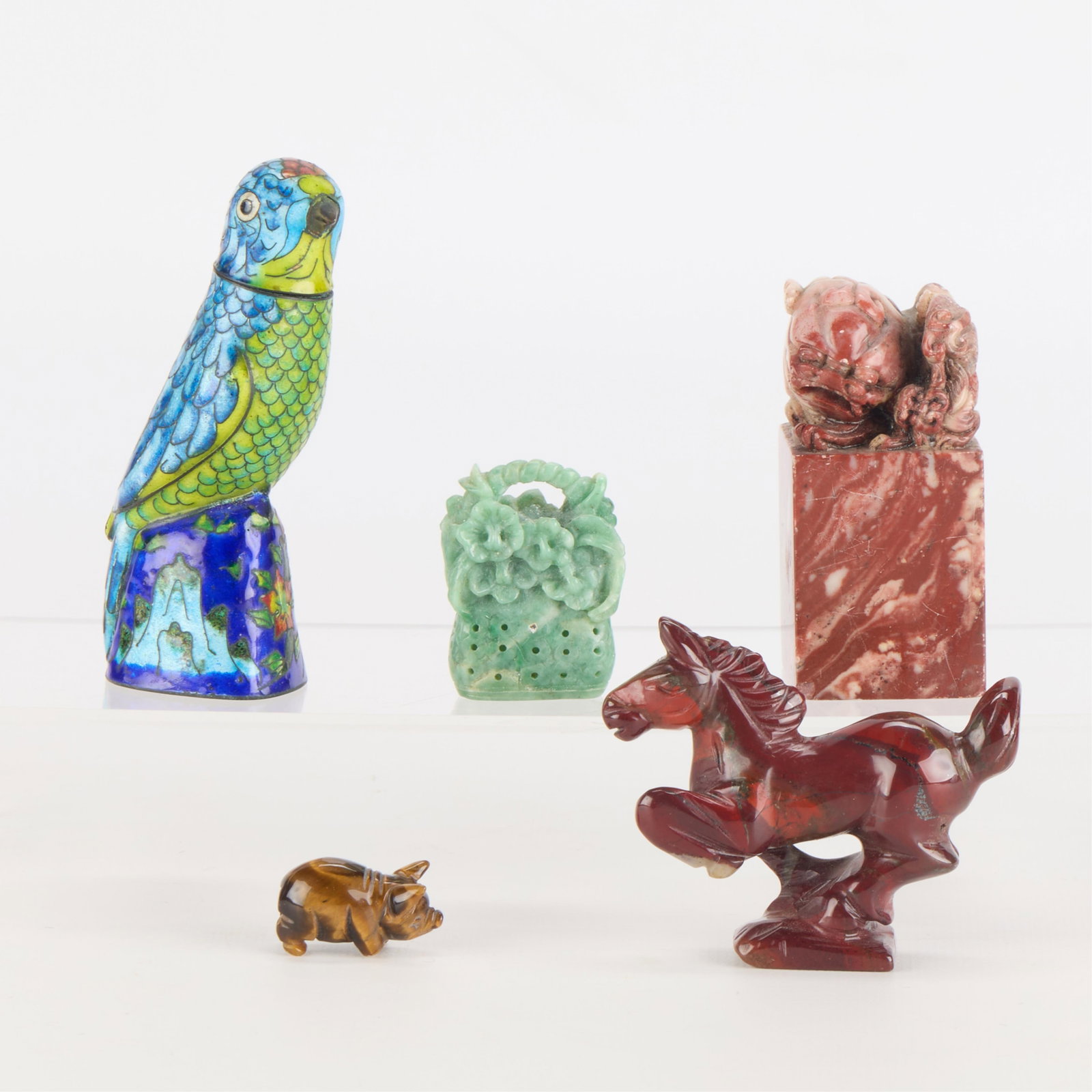5 Asian Objects: Stone Carvings & Cloisonne (1 of 3)