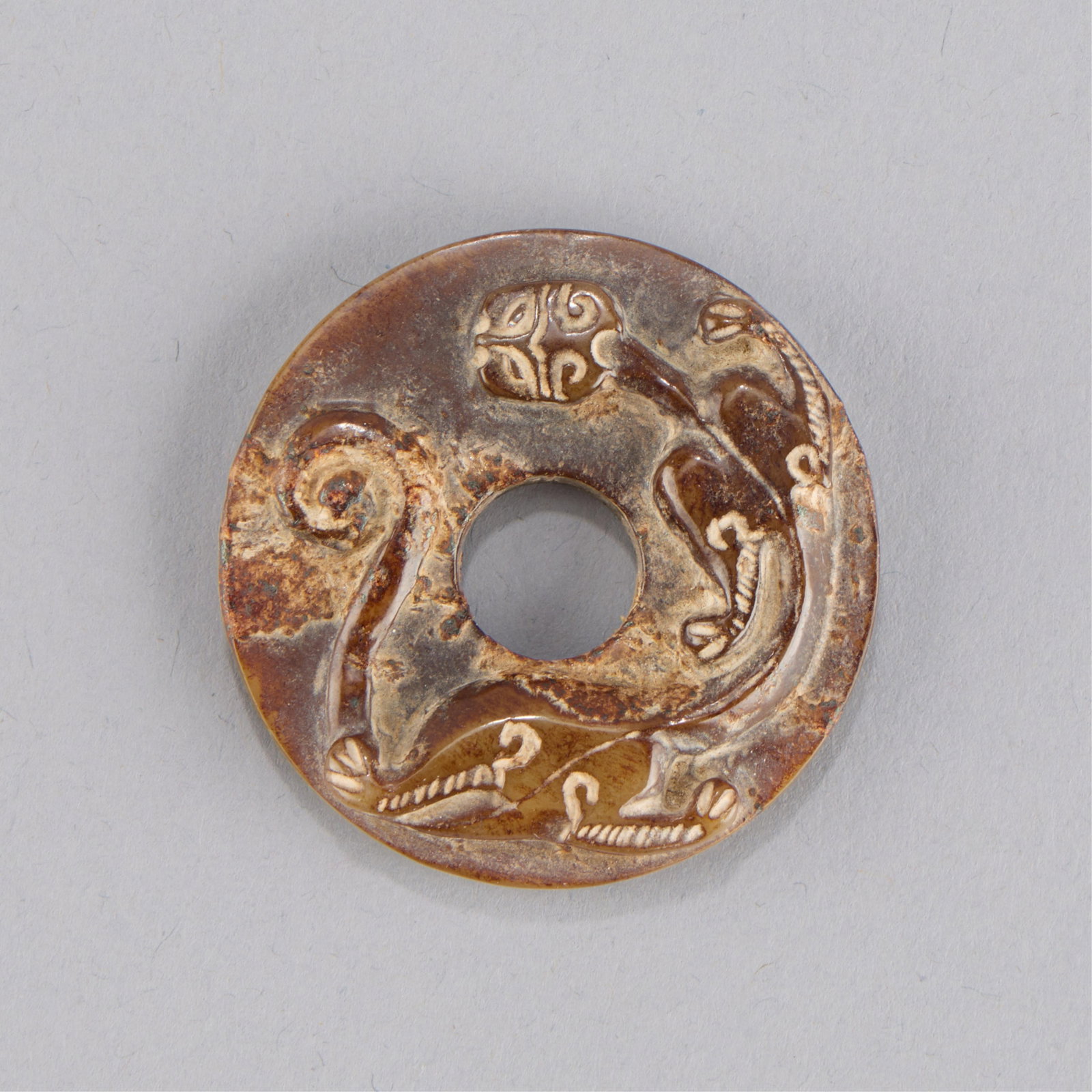 Chinese Carved Jade Bi w/ Dragon (1 of 5)