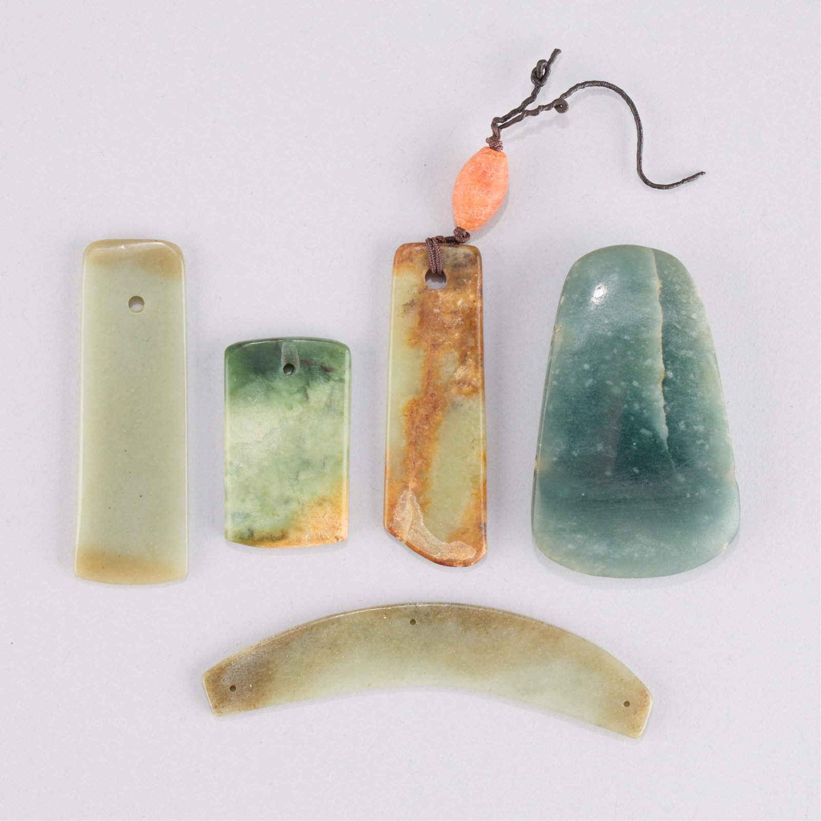 5 Chinese Jadeite Archaic Style Carvings (1 of 5)