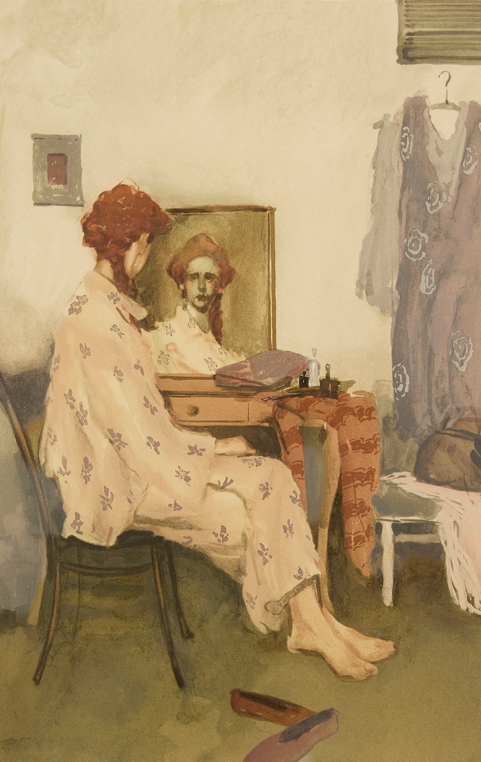 Malcolm T. Liepke "The Vanity" Litho 1991: Malcolm T. Liepke "The Vanity" limited edition lithograph print. Pencil signed along the lower right; numbered 245/275 along the lower left. Height: 35 1/4 in x width: 26 3/4 in x depth: 1 1/2 in.