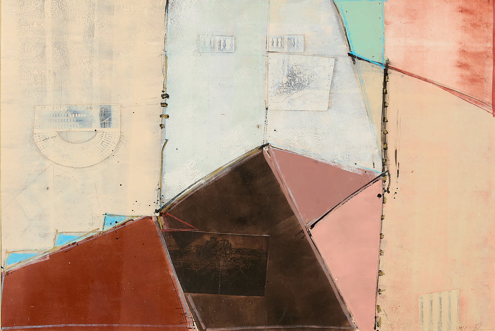 Large Geometric Mixed Media Collage - Signed (1 of 5)