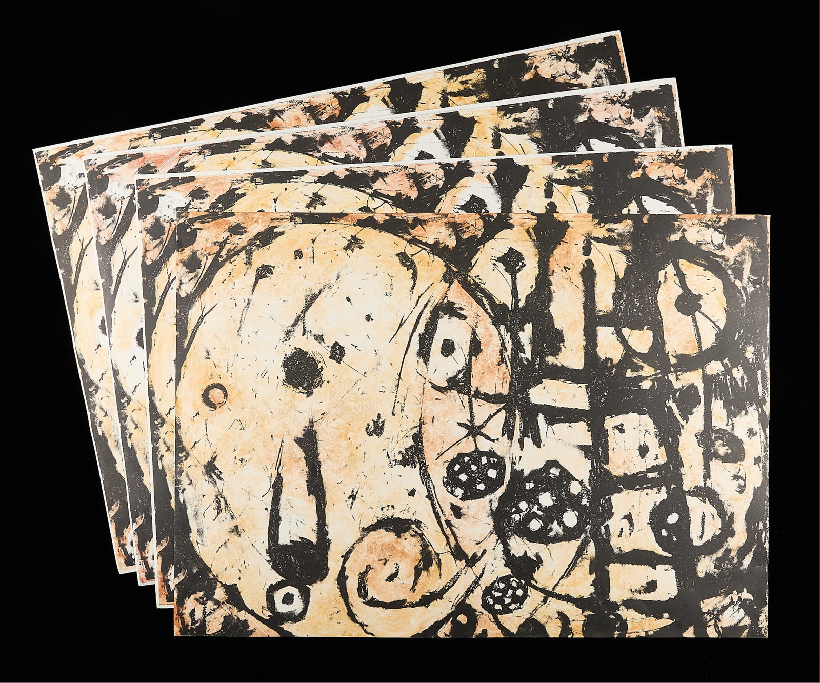 4 Signed J. Dryden Abstract Prints 1992: Group of four abstract prints, 1992. Each pencil signed "J. Dryden," dated, and editioned AP along the verso. (Each) Height: 26 in x width: 36 in.