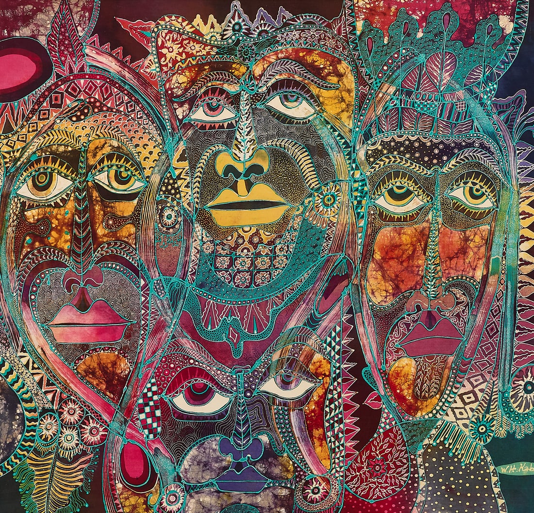 Wiji Hartono "Kabul Faces" Textile Painting (1 of 4)