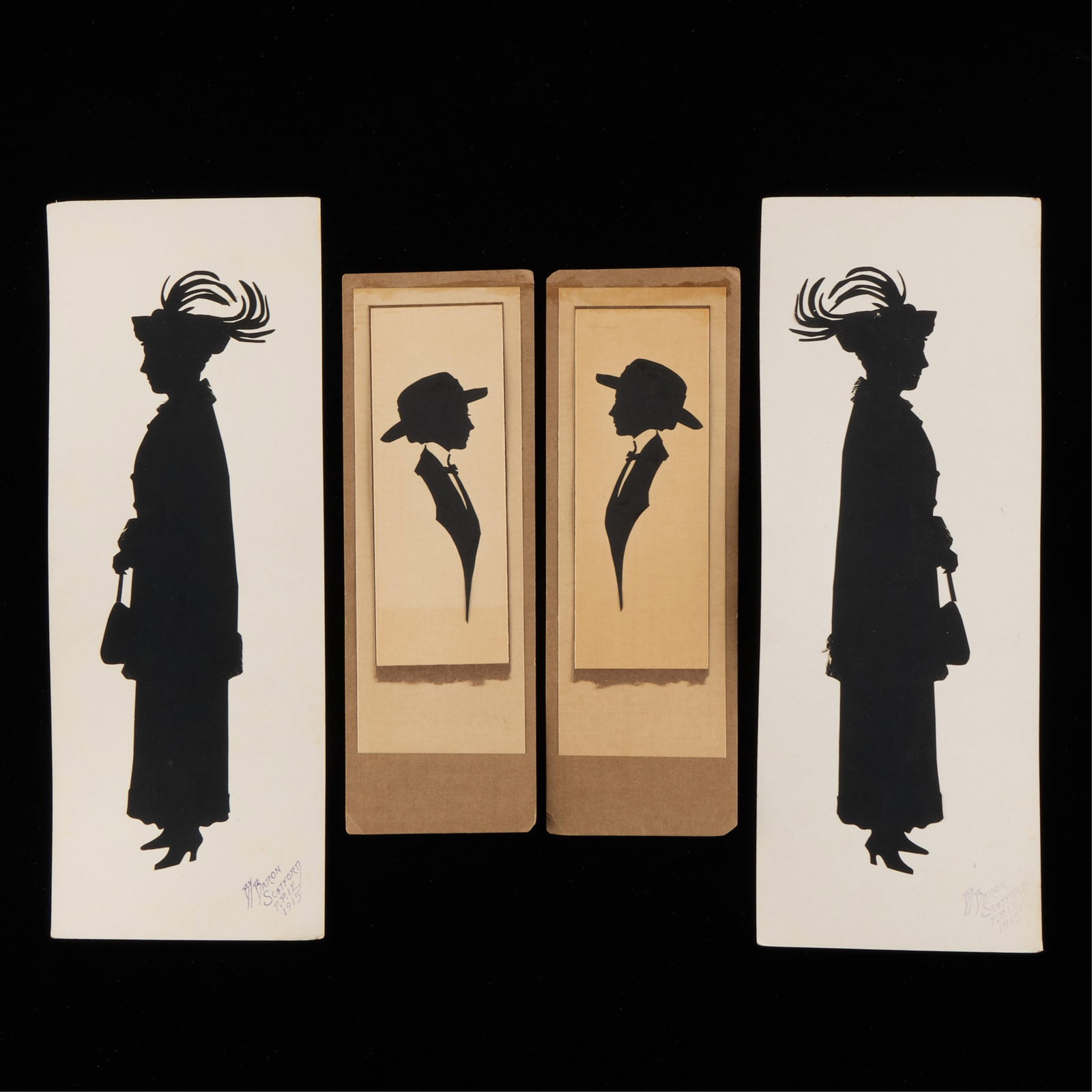 2 Prs Cut-Out Silhouettes Incl. Baron Scotford (1 of 4)