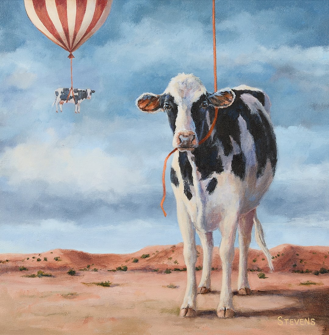 Sandra Stevens "Up, Up and Away" Cow Painting (1 of 6)
