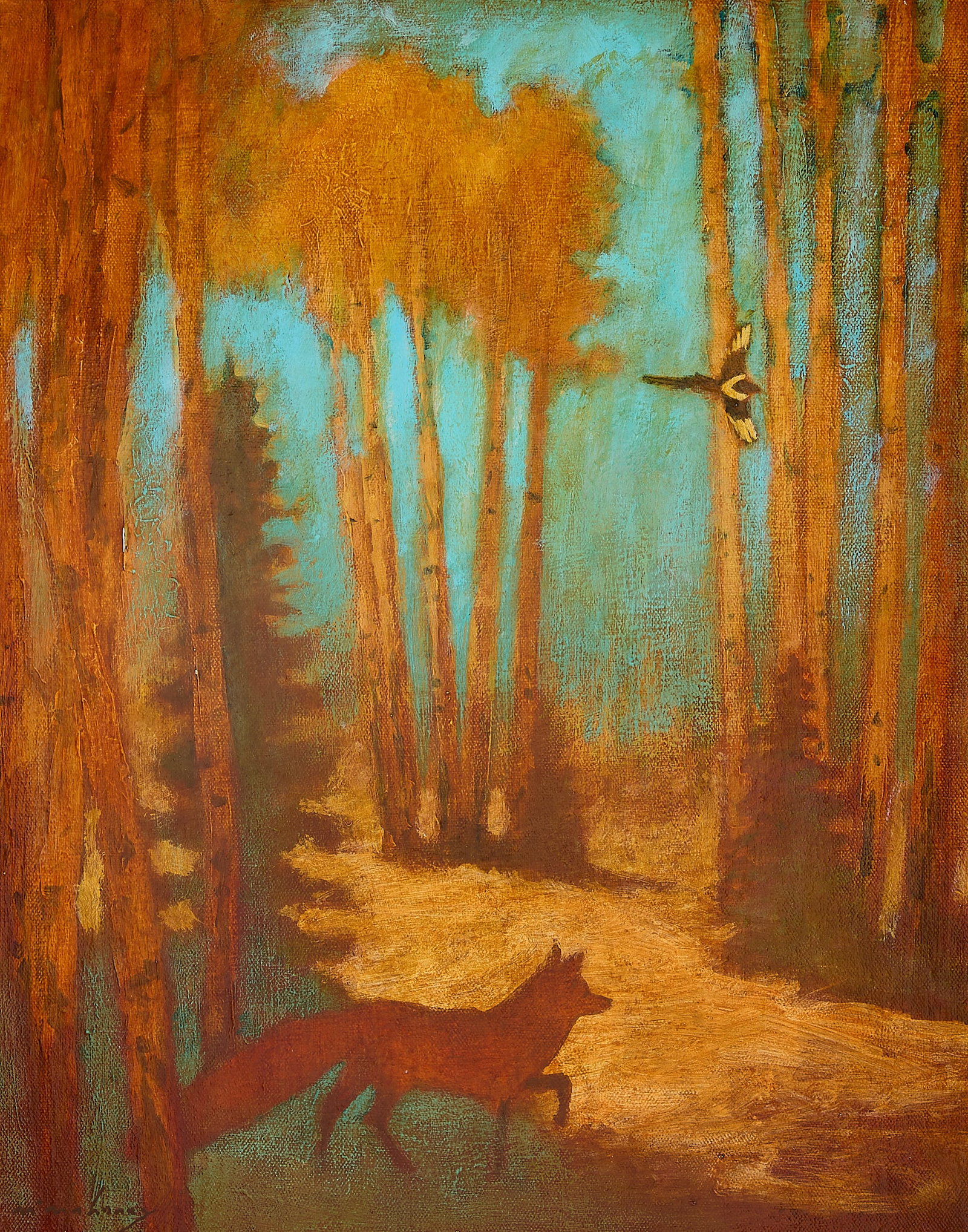 Signed Mima Laney "Fox in Woods" Giclee (1 of 6)