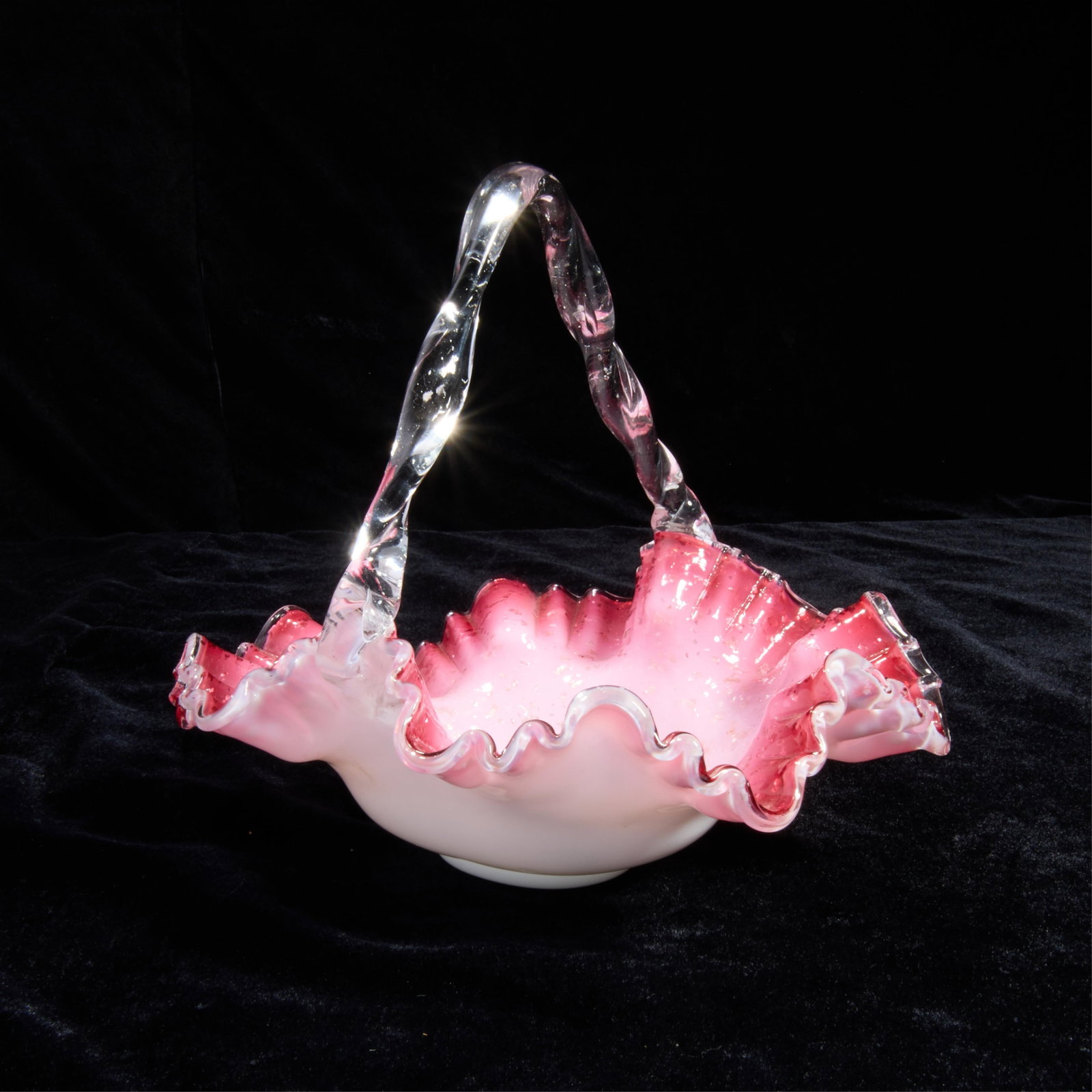 Glass Wedding Ruffle Cranberry Basket (1 of 2)