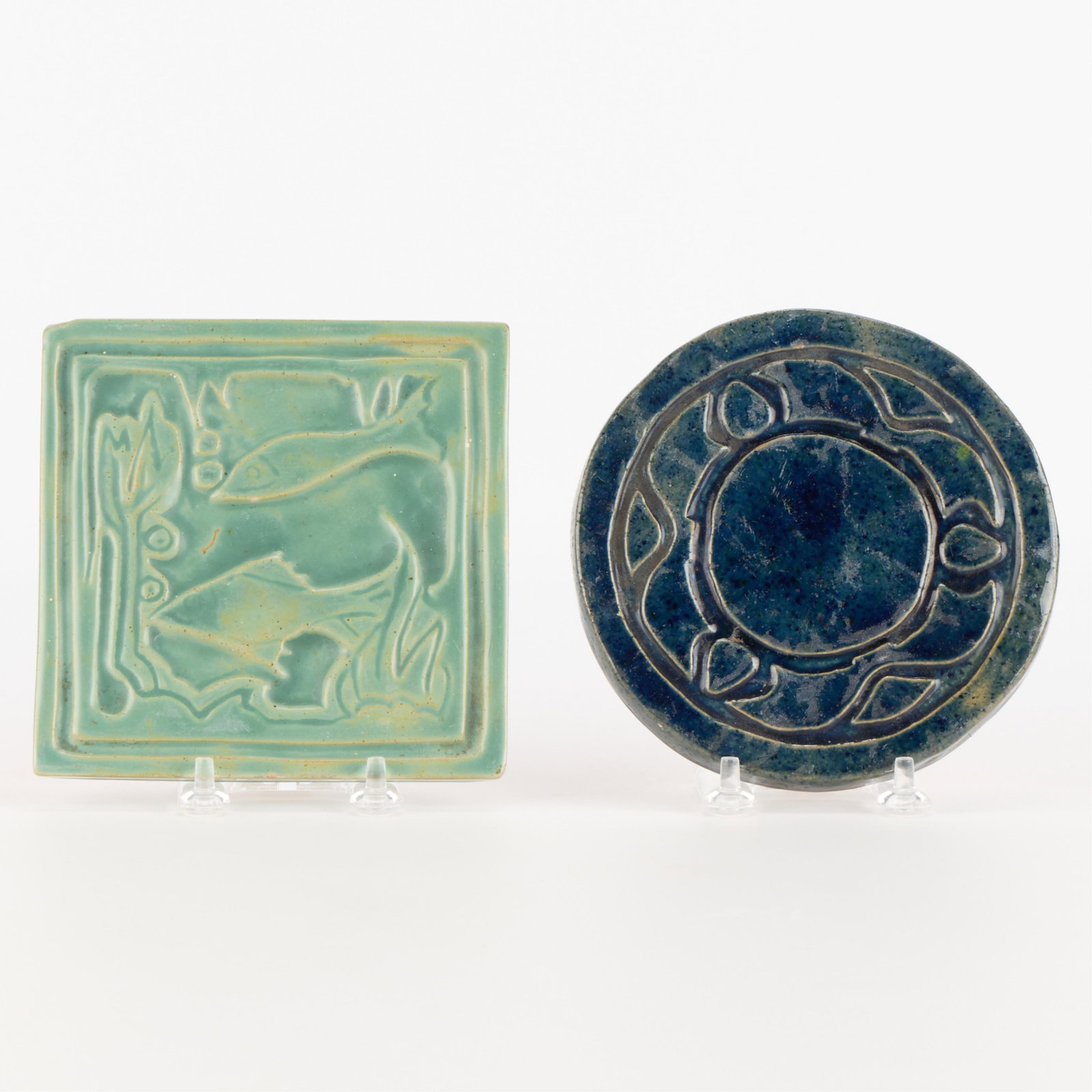 2 Arts & Crafts Pottery Decorative Tiles (1 of 4)