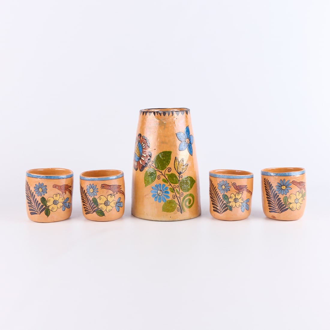 5 Pcs Mexican Tlaquepaque Pottery Drink Ware (1 of 4)