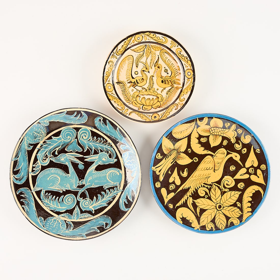 3 Mexican Tlaquepaque Fantasia Pottery Plates (1 of 2)