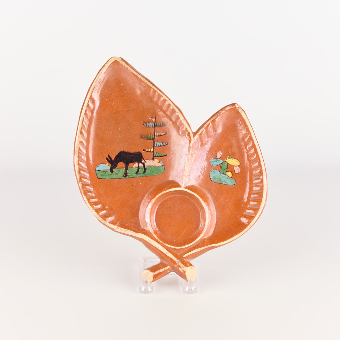 Rare Mexican Redware Tlaquepaque Pottery Leaf Tray (1 of 6)