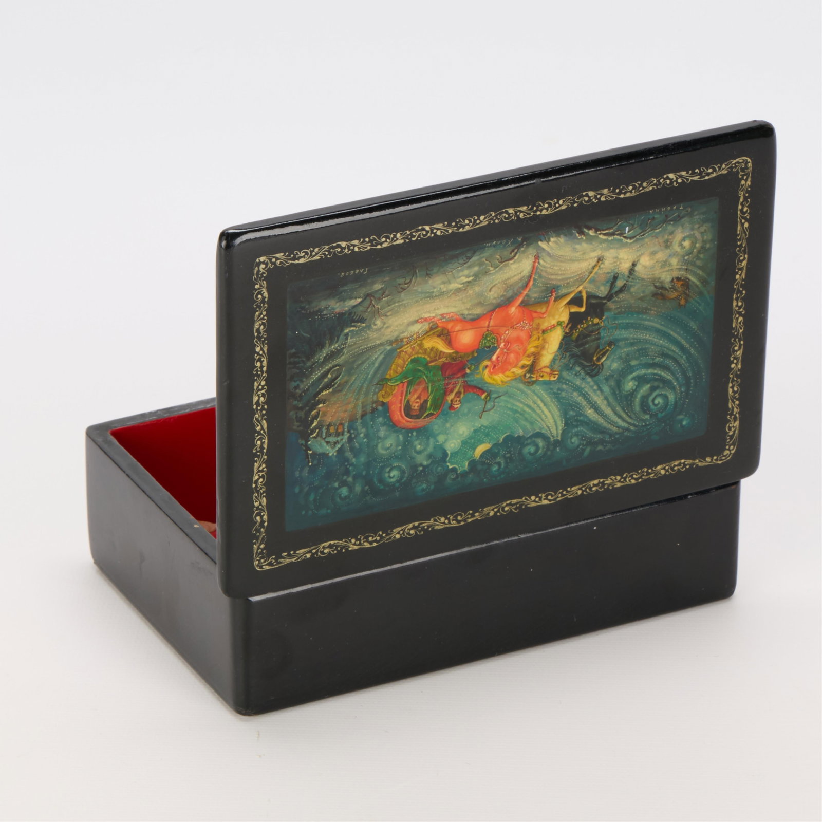 Russian Hand-Painted Lacquer Box - 4
