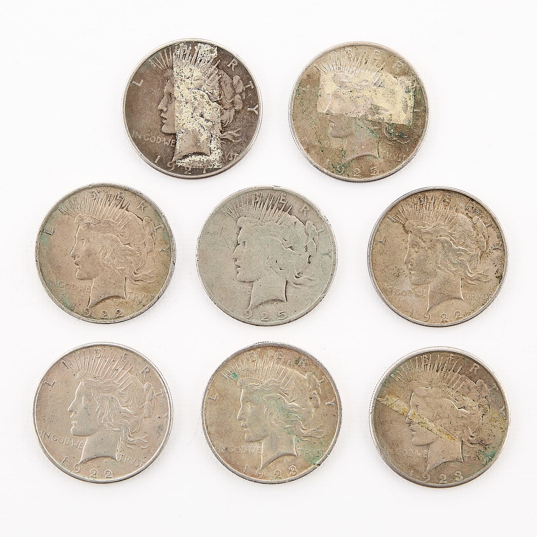 8 Peace Silver Dollar Coins (1 of 5)