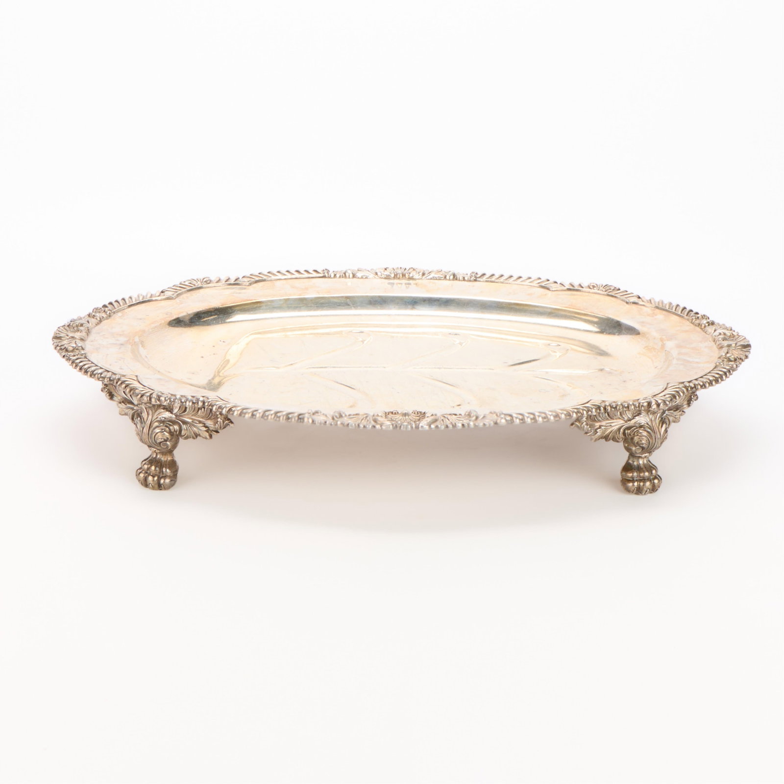 Large Silverplate Footed Serving Tray - 5