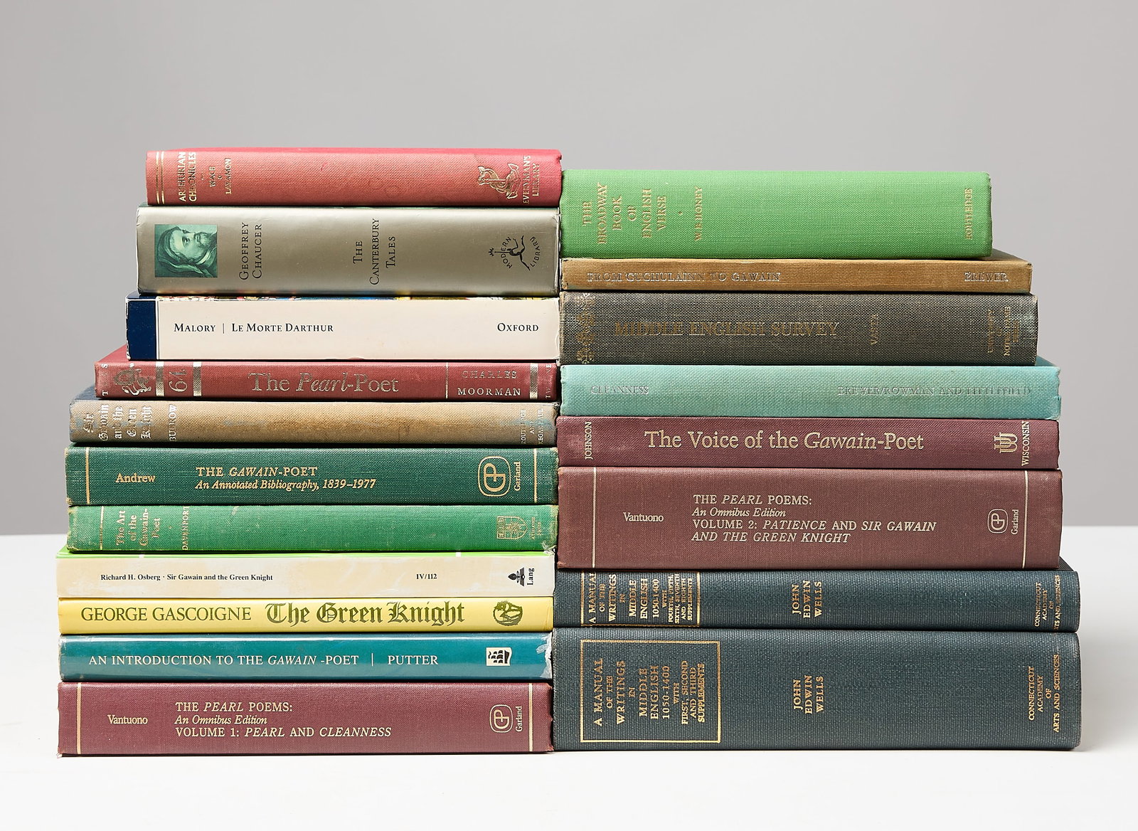 18 Volumes of Early English Poetry Books: Including: Edward Vasta, “Middle English Survey.” George Gascoigne, “The Green Knight.” J.J. Anderson (Editor), “Cleanness.” Lynn Staley Johnson, “The Voice of the