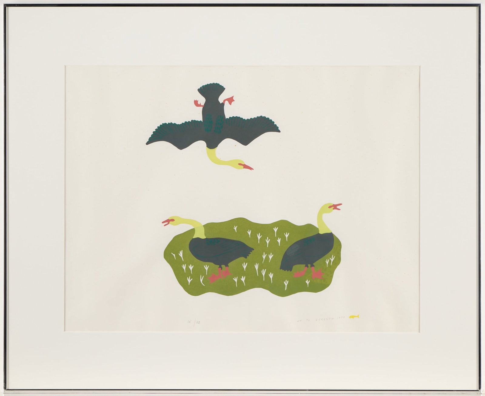 Attr. Thomasee Echalook "Geese" Stonecut 1973 - 2