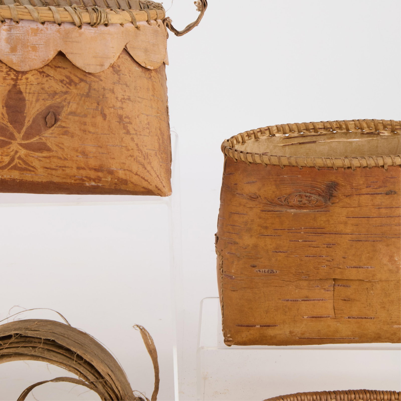 7 Plains Native American Birch Bark Baskets - 4