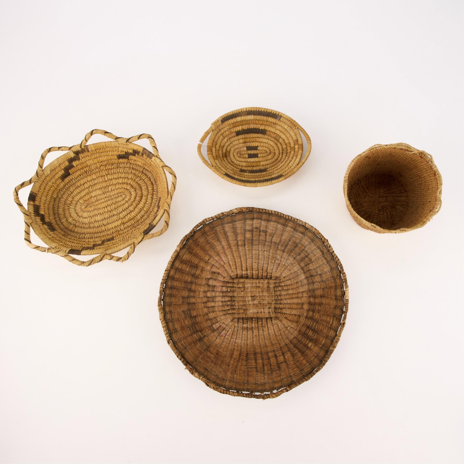 4 Native American Coiled & Woven Basket Objects - 2