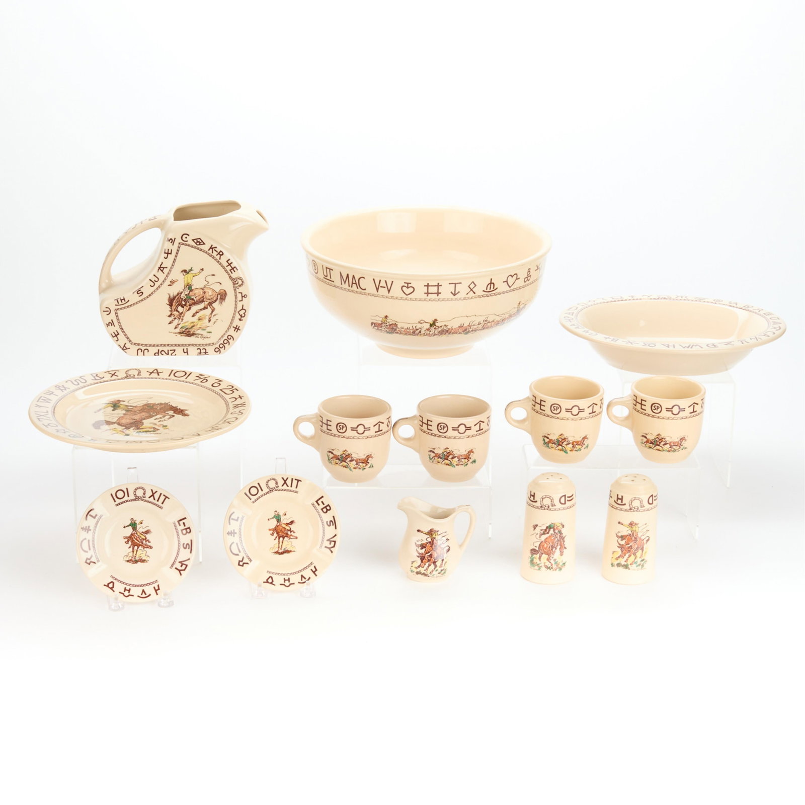 13 Pcs Wallace China "Westward Ho! Rodeo" Dish Set (1 of 6)