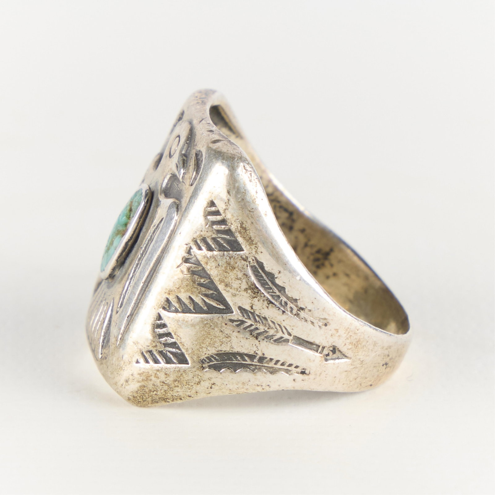 SW Silver & Turquoise Thunderbird Ring Sz 10 - 3