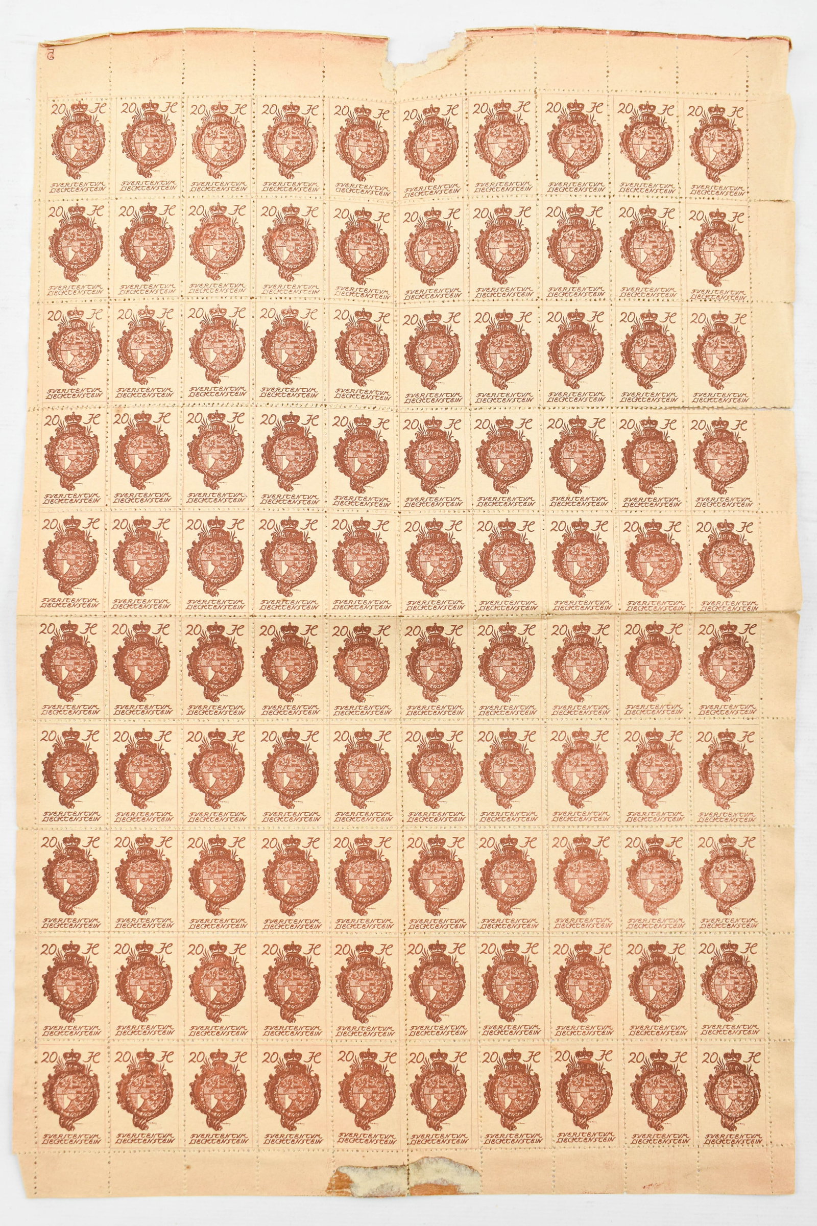 Collection 1920 Liechtenstein Heller Stamp Sheets - 3