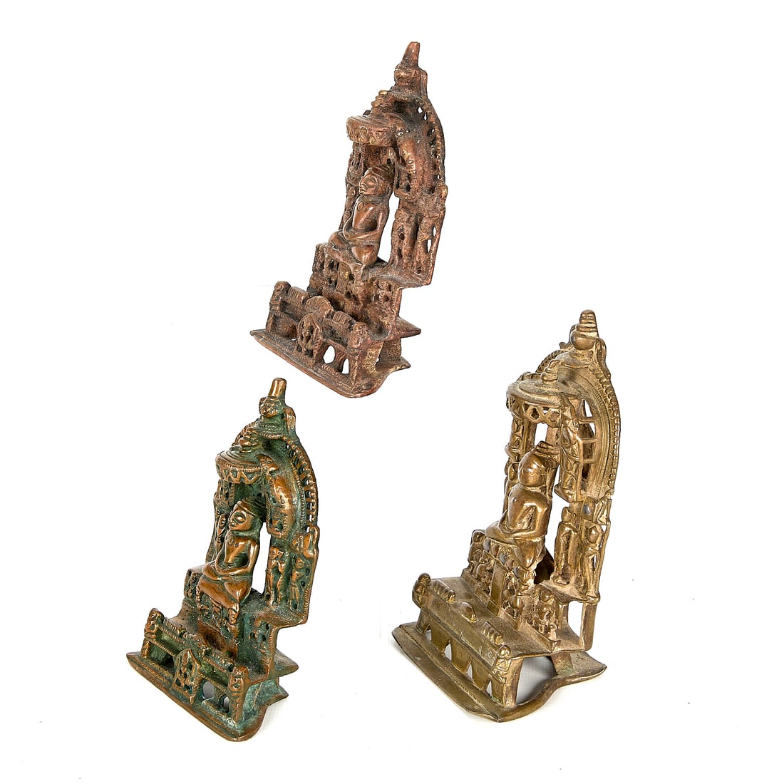 3 Indian Bronze Jain Alter Shrines - 3