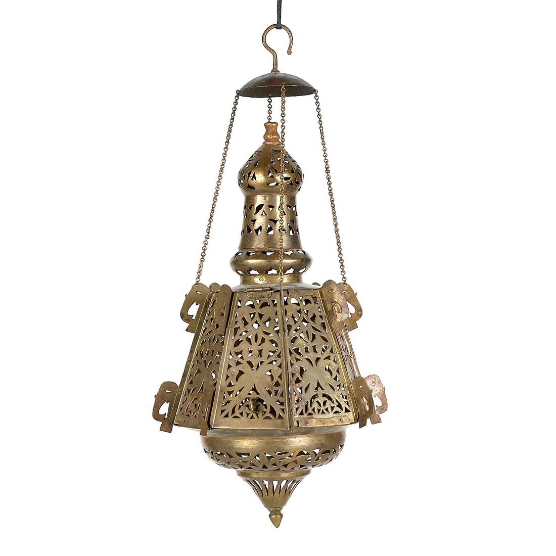 Indian Pierced Brass Hanging Lantern - 3