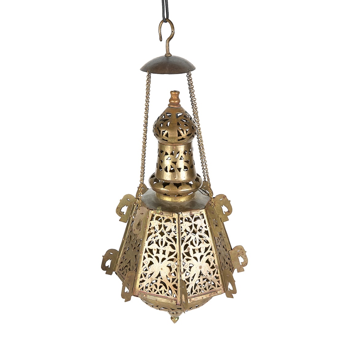 Indian Pierced Brass Hanging Lantern - 4