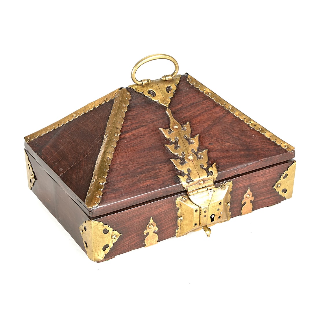 Indian Kerala Wood & Brass Nettur Petti Jewelry Box (1 of 7)