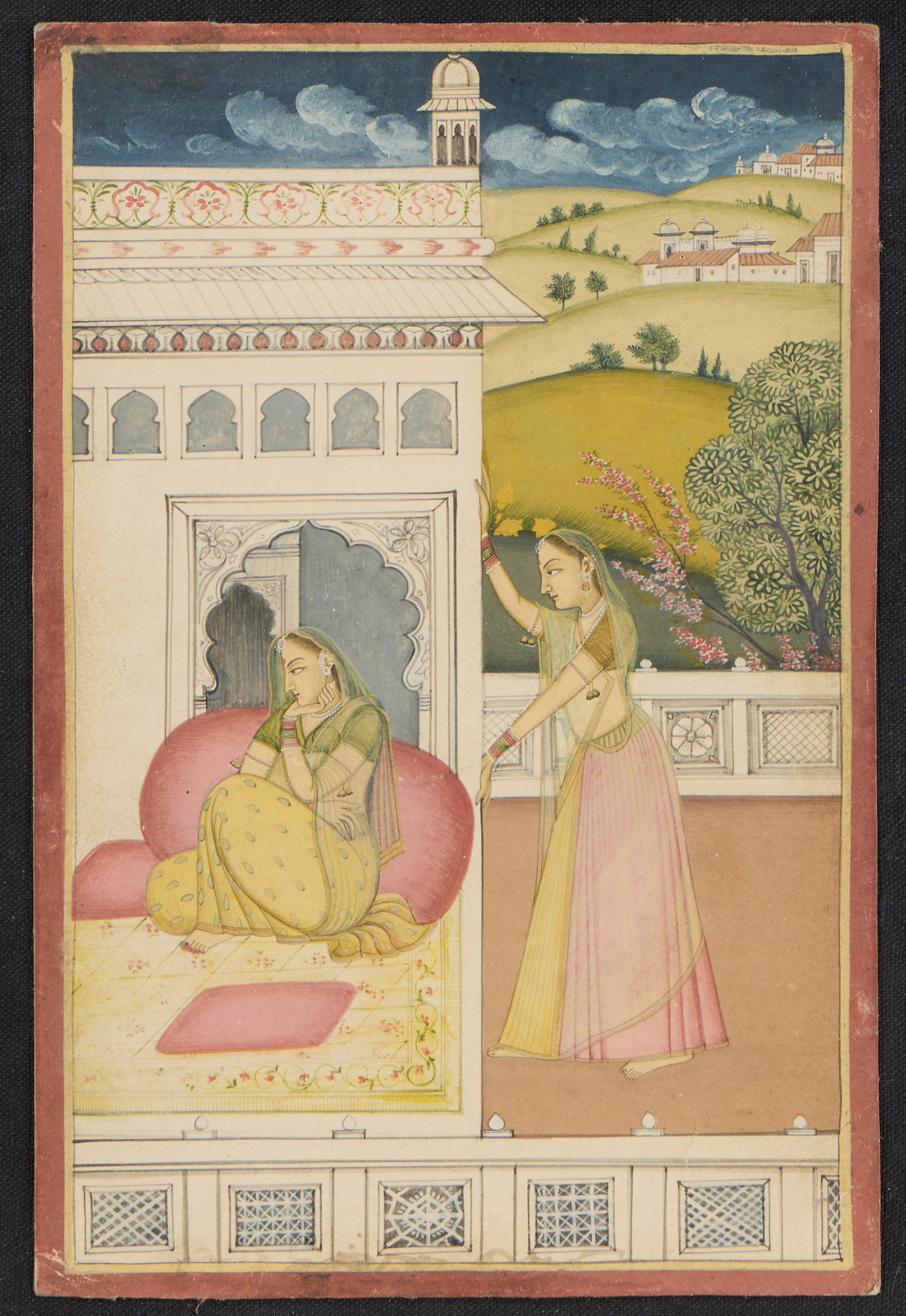 19th c. Indian Kangra School Watercolor Painting (1 of 4)