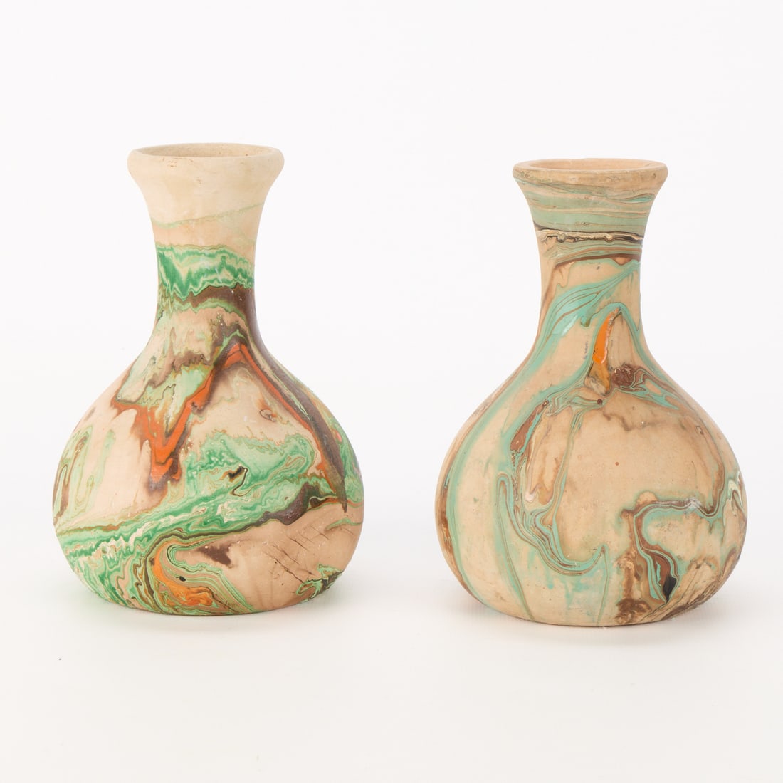 2 Nemadji Pottery Swirl Earthenware Bud Vases (1 of 5)