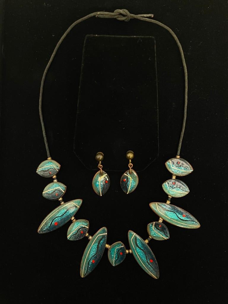 Rare Atomic Fish Style Engstom Necklace and Earrings (1 of 6)