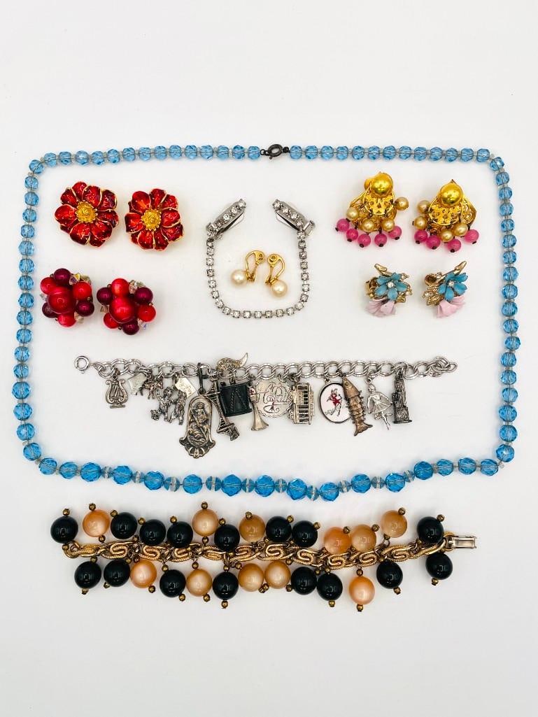 Sterling Charm Bracelet plus Trifari, and Coro, Monet Jewelry (1 of 12)