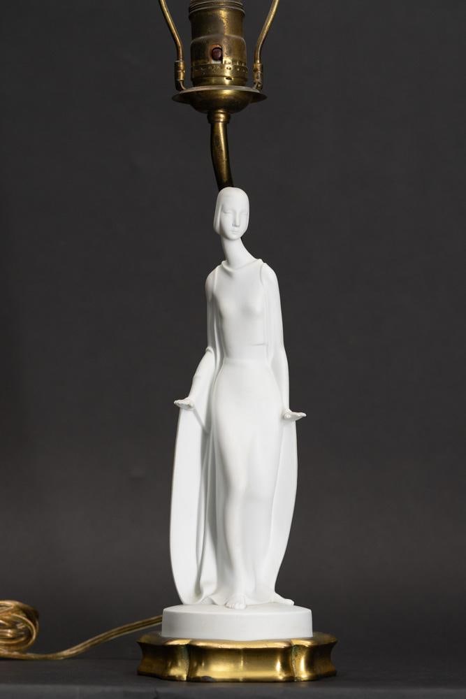 Art Deco Parian Figure Mounted by Dav Art Lamp Co NY (1 of 6)