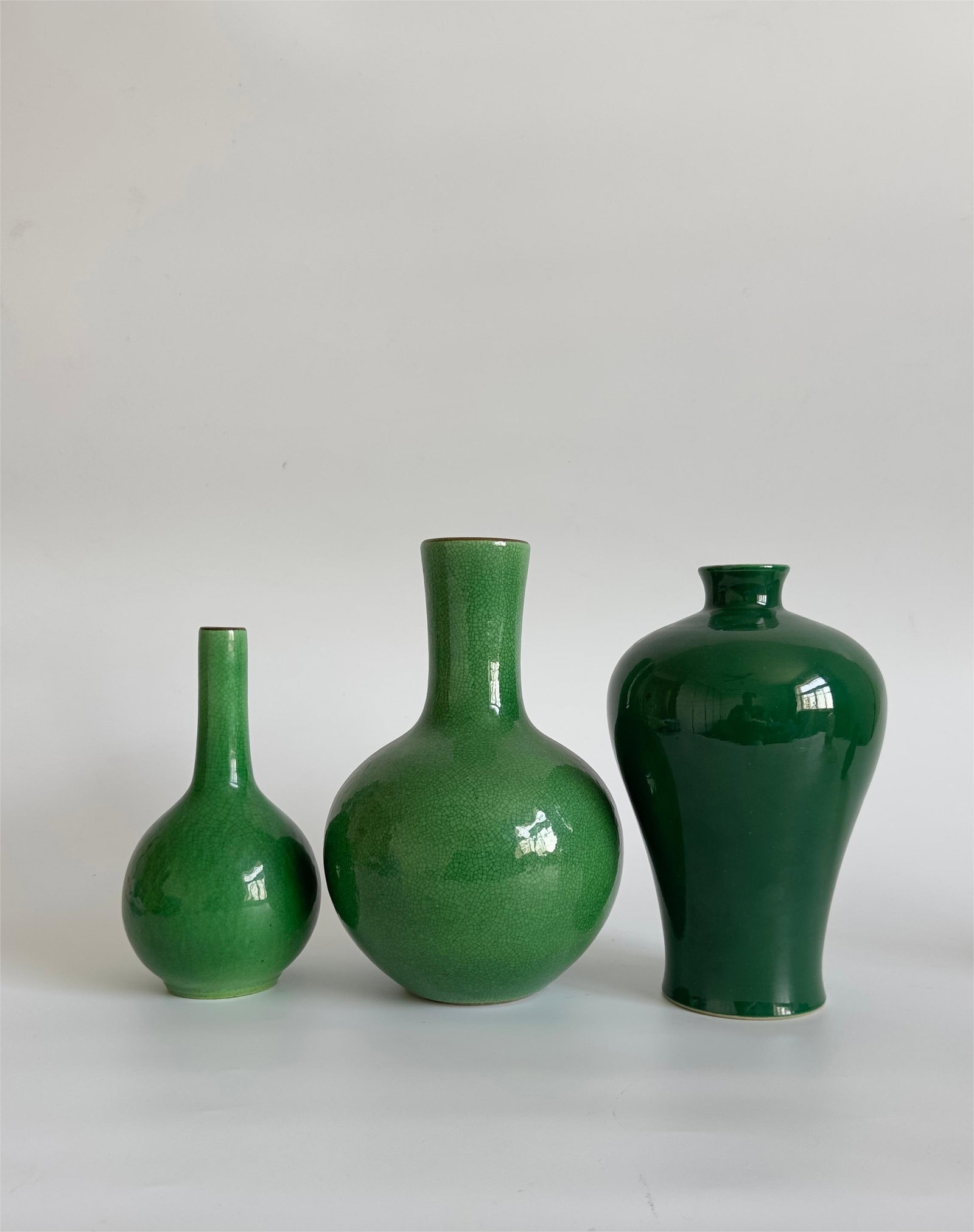 Three Chinese Green Glazed Vase (1 of 2)