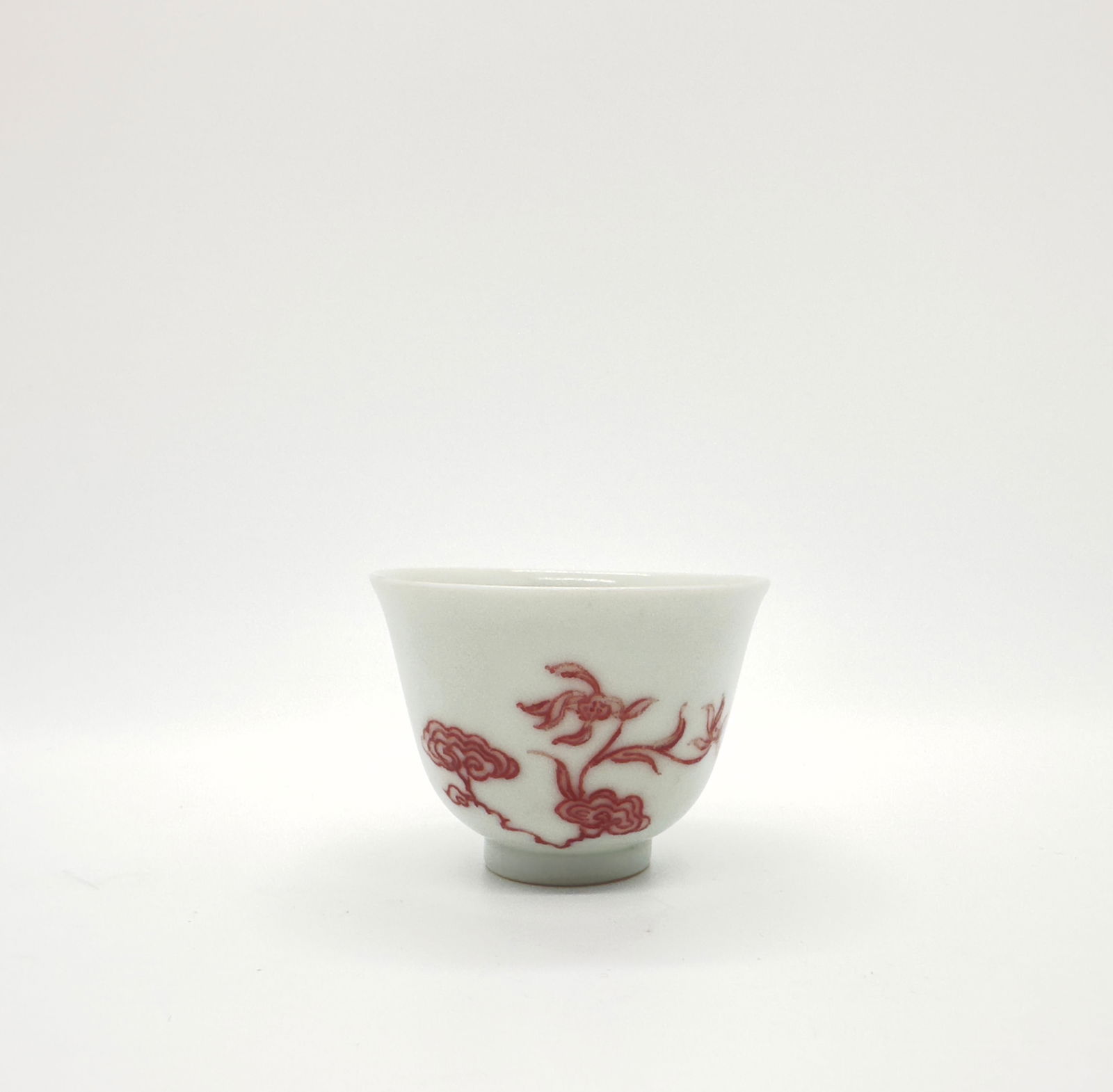 A Chinese red color plant cup (1 of 3)