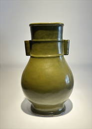 A teadust-glazed fanghu-form vase