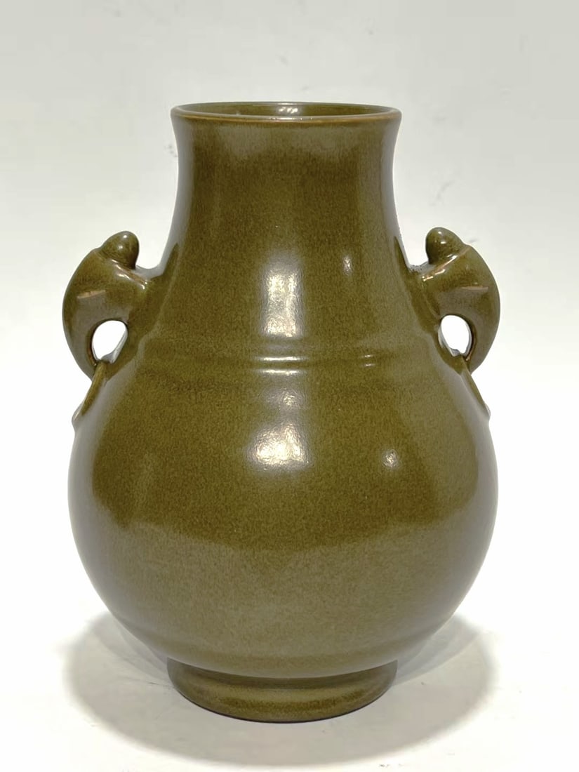 Chinese Dark Tea Dust Glazed Porcelain Hu Form Vase (1 of 2)