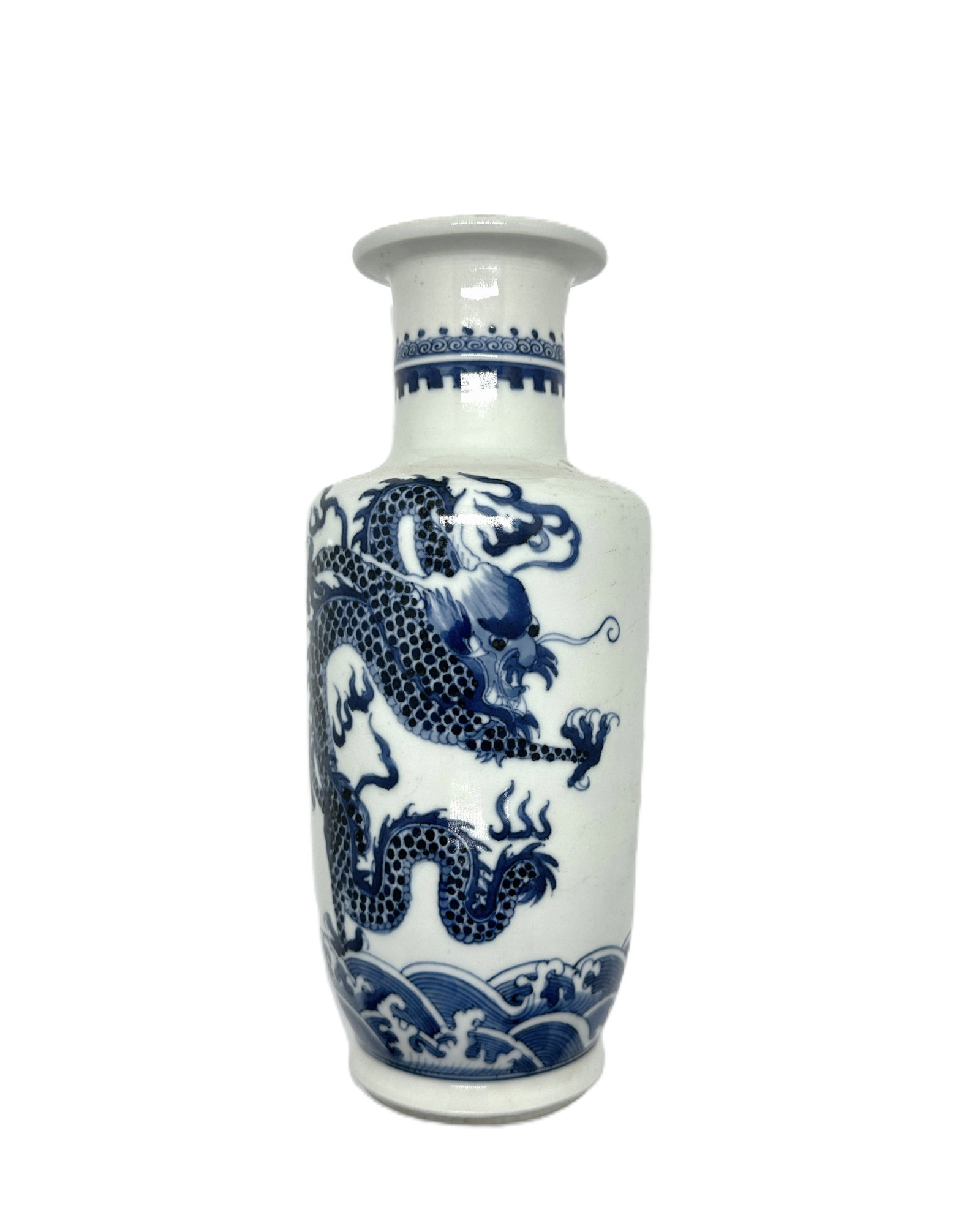 A Chinese Blue and White Dragon Motif Vase (1 of 1)