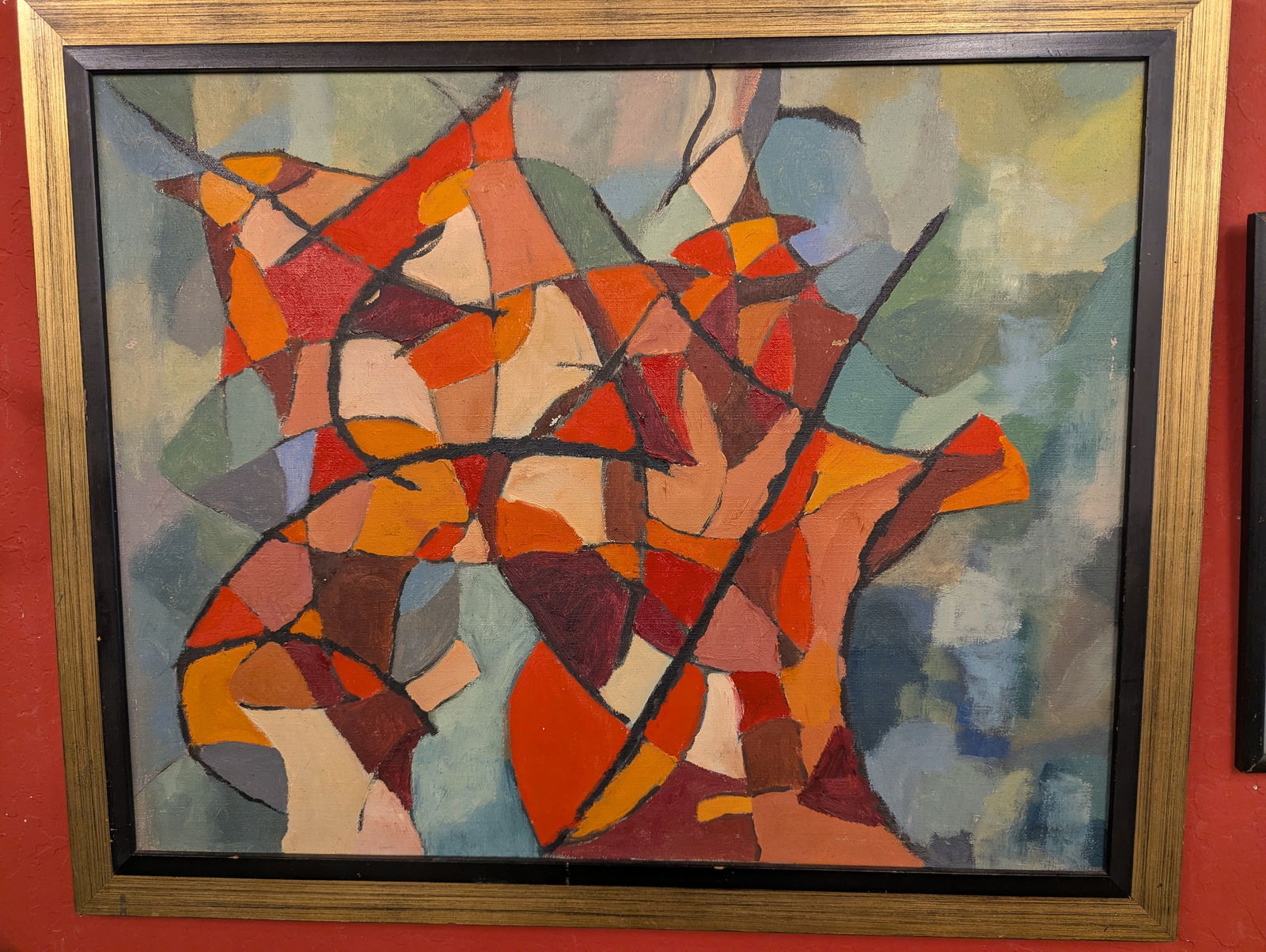 Vintage Abstract Oil Composition on Canvas Panel: Vintage Abstract Oil Composition on Canvas Panel - Unsigned,24"x30"