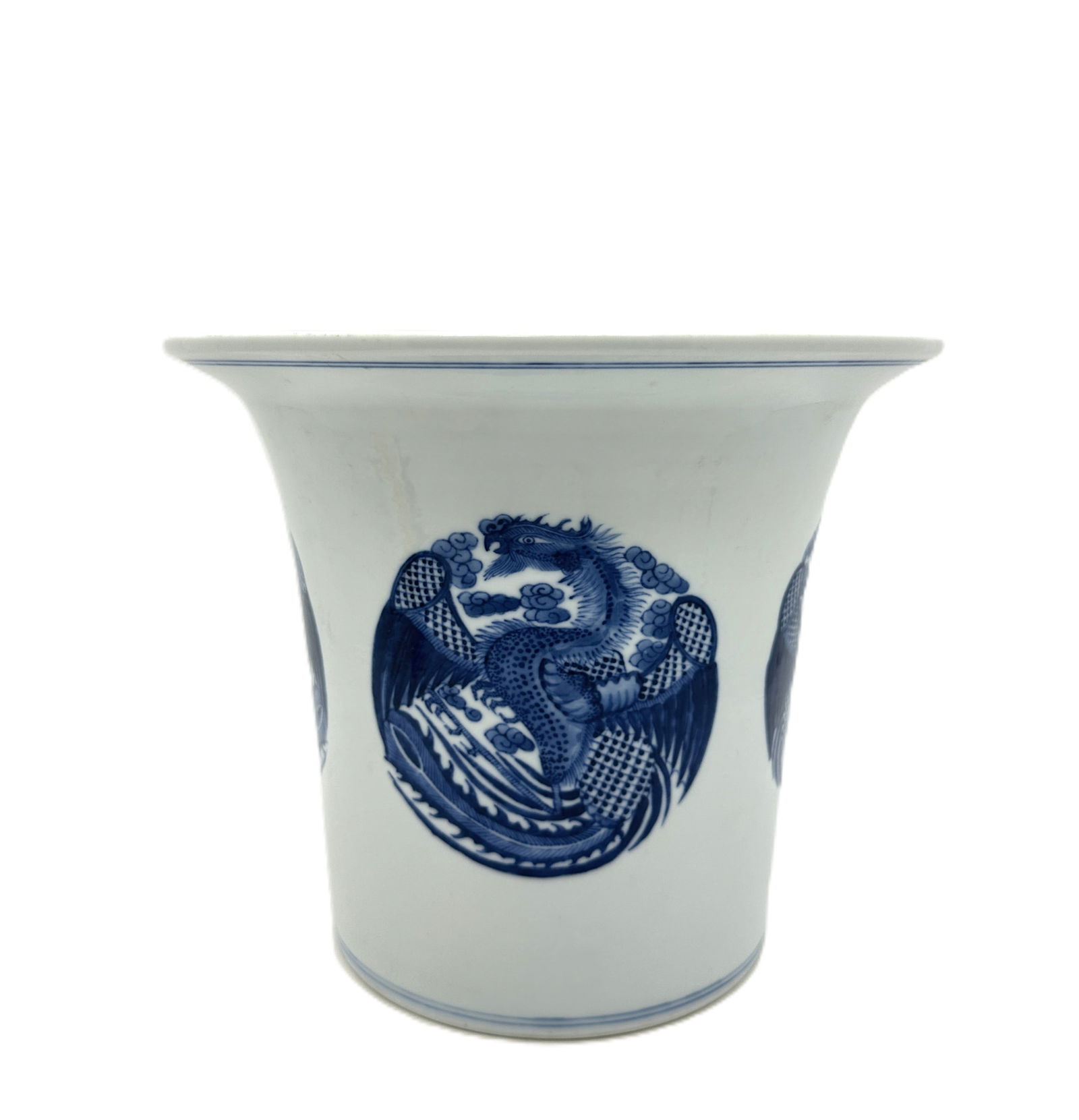 Qing Dynasty Blue and White 'Phoenix Medallion' Planter.China (1 of 2)