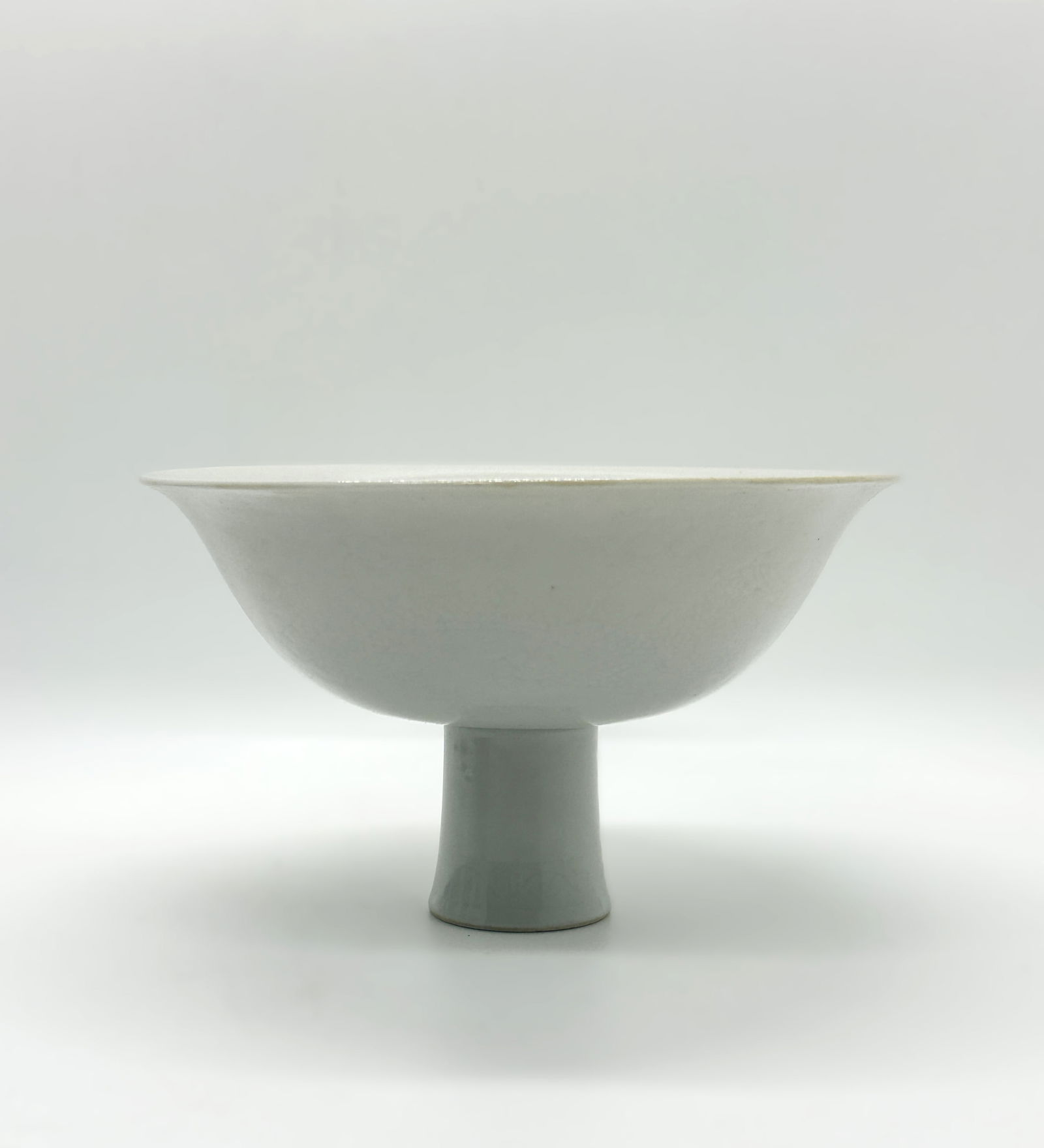 Ming Dynasty Sweet White Glazed Stem Bowl with Incised Cloud Medallions,China (1 of 3)