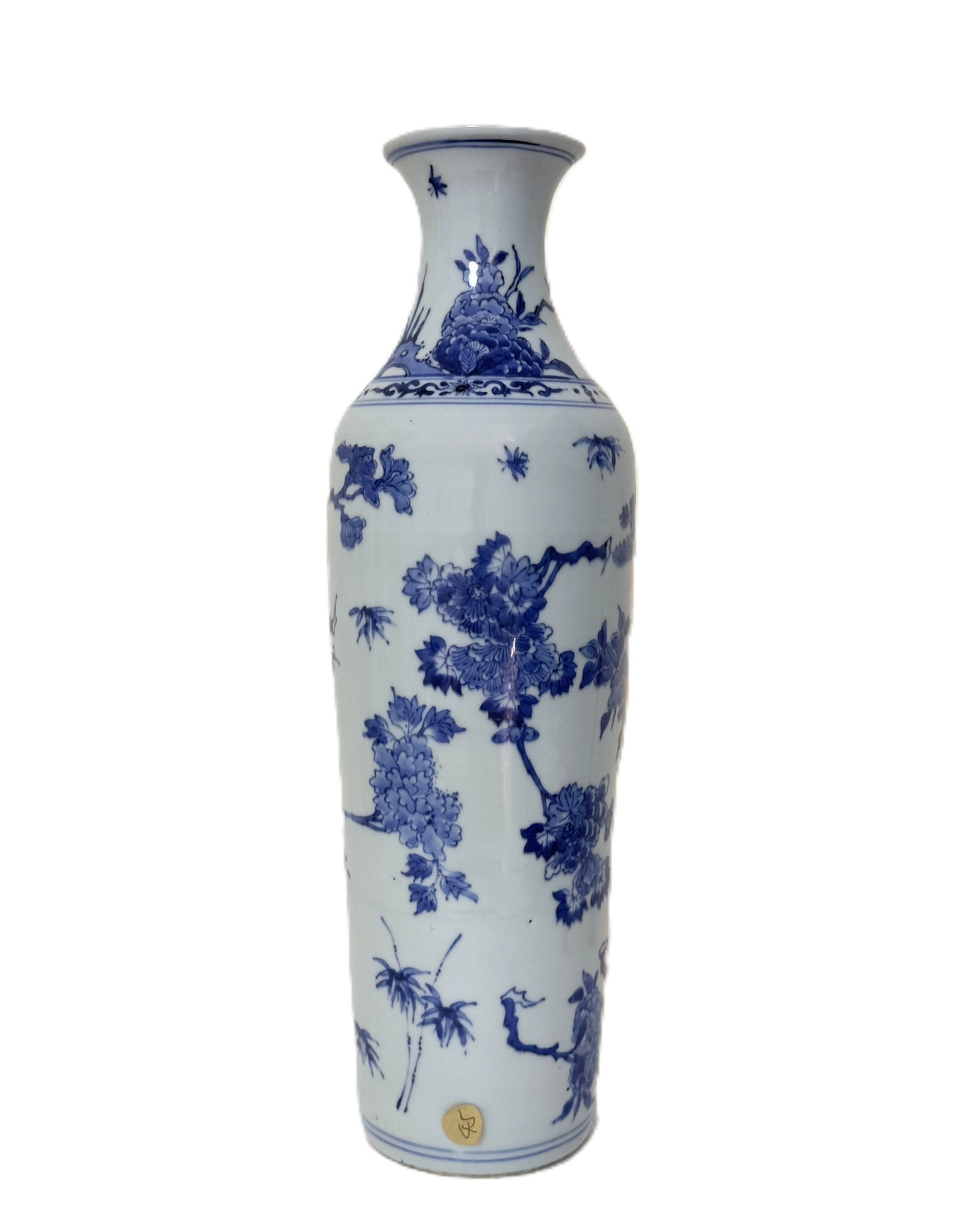 Blue and White Floral and Insect Vase (1 of 3)