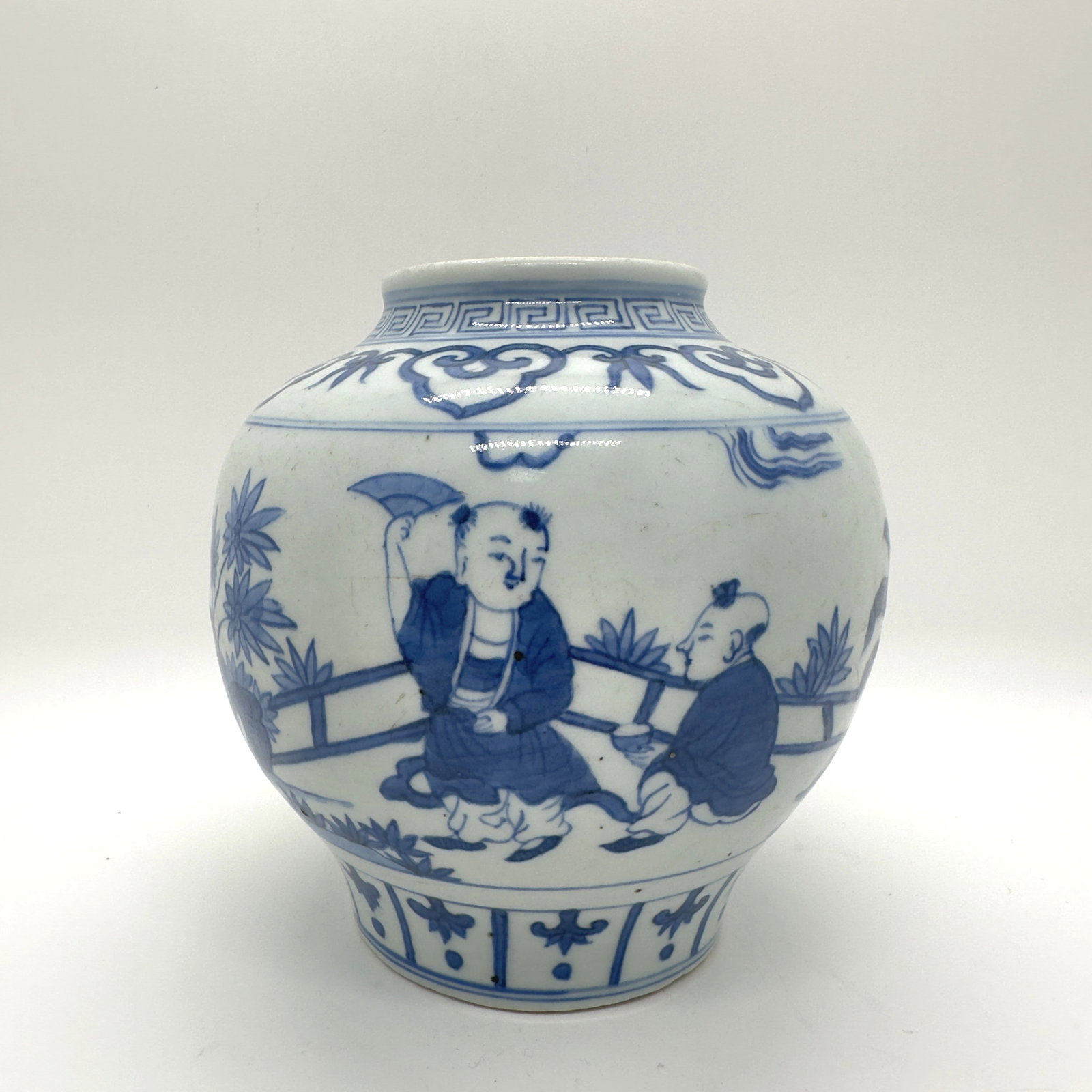 Qing Dynasty Blue and White Jar with Boys at Play,China (1 of 2)